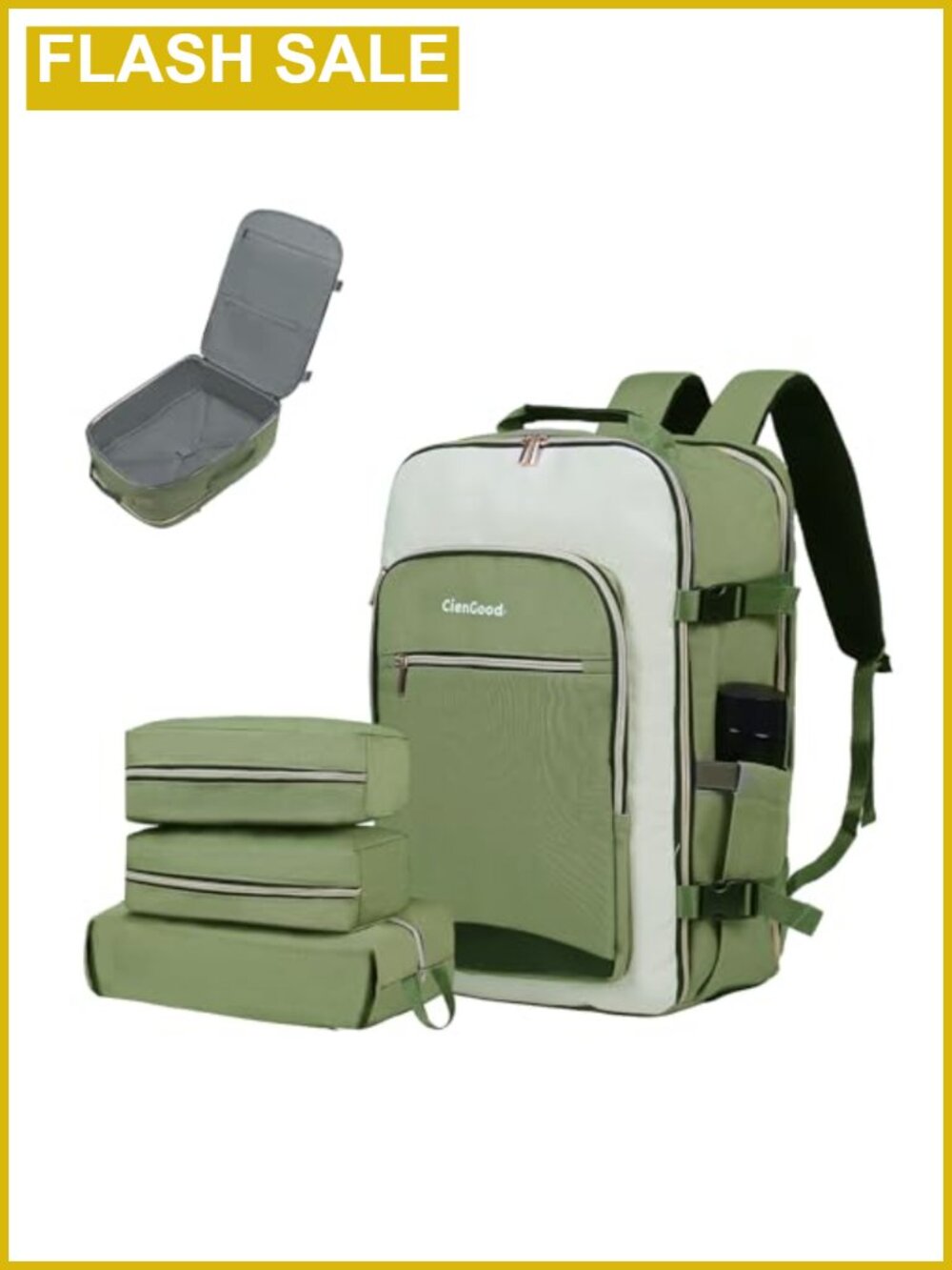 40L Travel Backpack with 3 Packing Cubes Airline Approved 17" Laptop